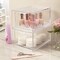 Stackable Clear Bin Plastic Organizer Drawers - 2-Piece Set for Organizing Cosmetics and Beauty Supplies on a Vanity, Made in the USA